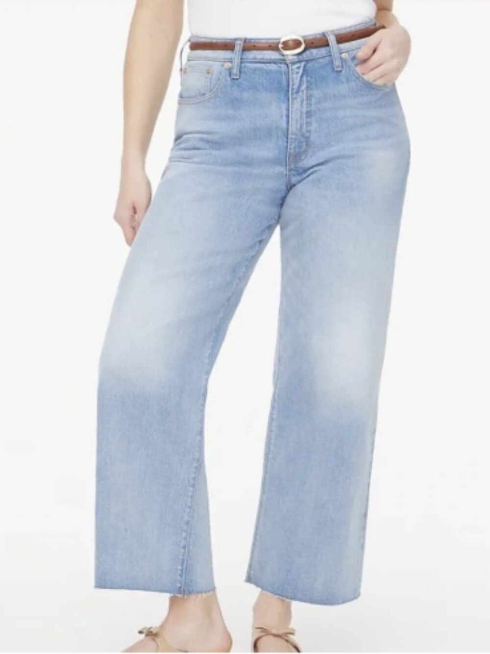 J. Crew Factory Curvy Wide-leg Cropped Jean, light wash, 34T